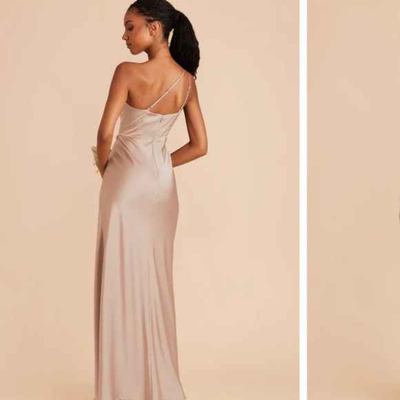 NWT Birdy Grey Kensie One Shoulder Matte Satin Taupe Dress Size S - Picture 7 of 8